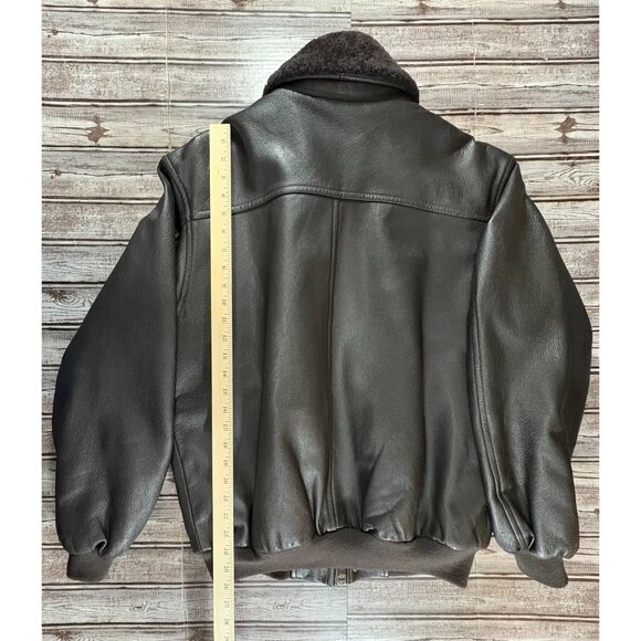LL Bean Goat Skin Leather woolpile Sherpa lined Bomber Jacket Size M vintage - Picture 8 of 8